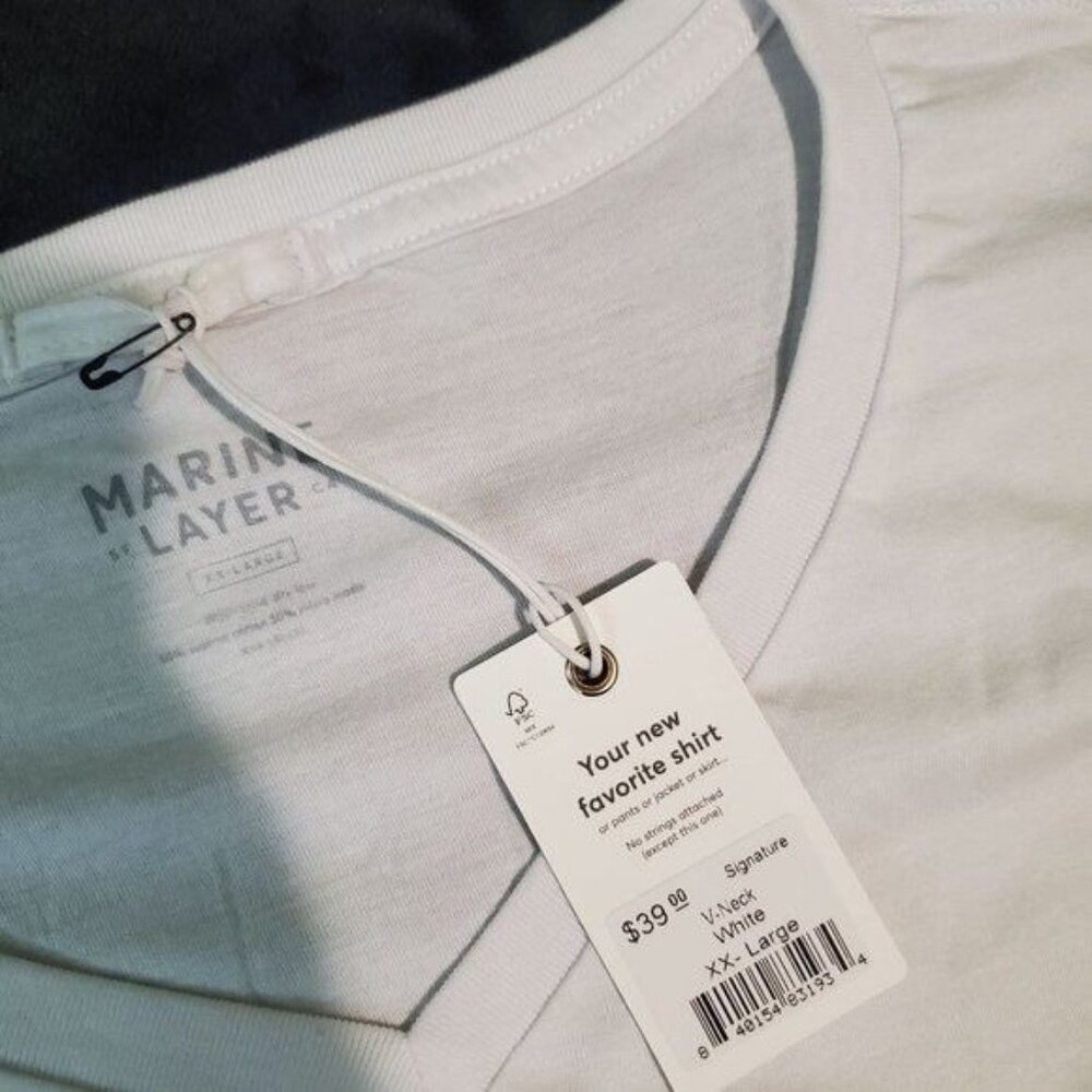Marine Layer mens tee shirts sz XXL white Vneck Short Sleeve soft supima - Picture 8 of 12